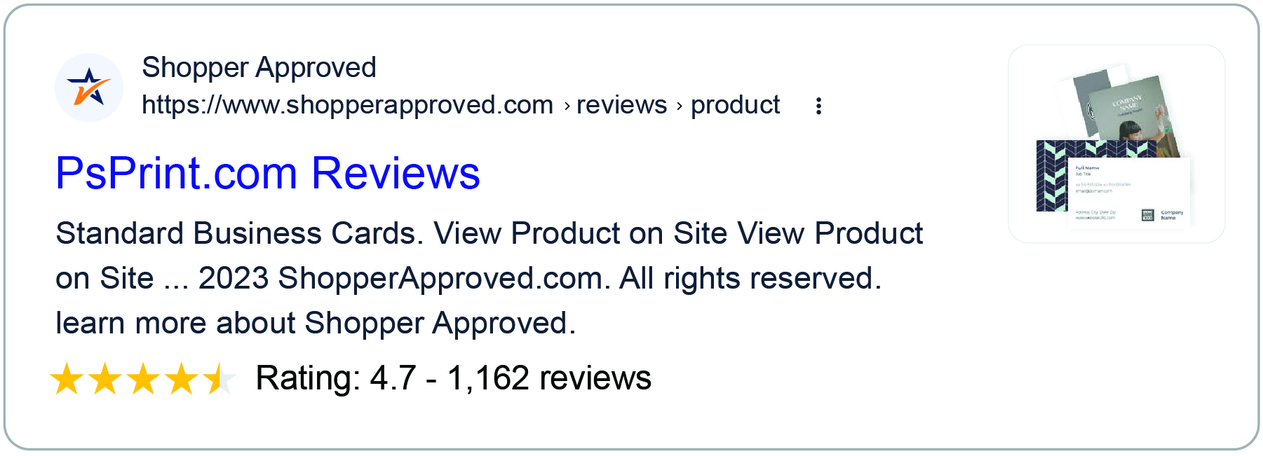 Review platform’s Google organic product listing with 
product reviews